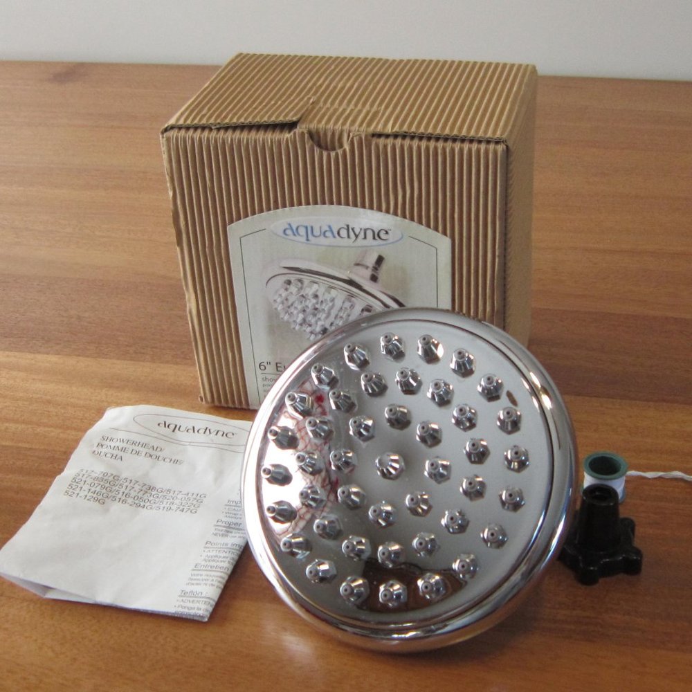 NEW Aquadyne 6” Euro Slim Style Polished Showerhead, bathroom water shower